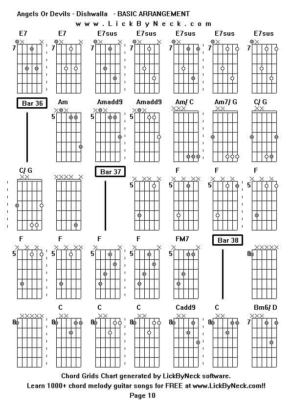 Chord Grids Chart of chord melody fingerstyle guitar song-Angels Or Devils - Dishwalla   - BASIC ARRANGEMENT,generated by LickByNeck software.